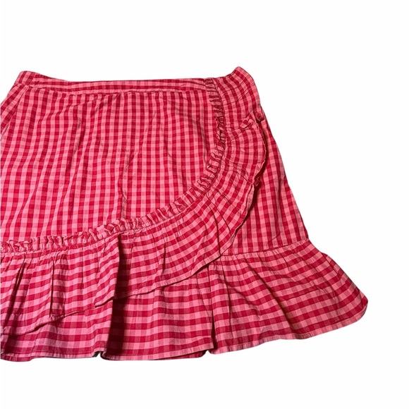 Draper James X Eloquii Pink and Red Gingham Plaid Ruffle Skirt plus size 20 - Picture 3 of 9